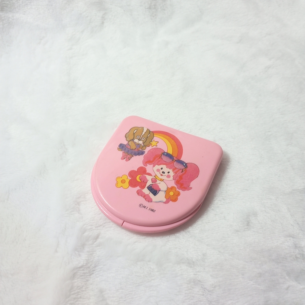 1982 Mattel Poochie & Fairy Dog Mother Nostalgic Mirror Compact Travel Case Vtg